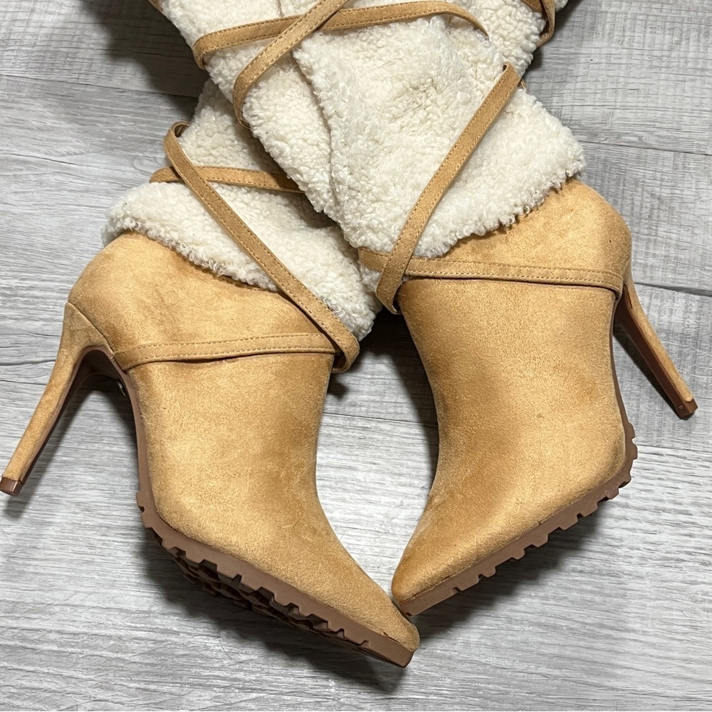 Thalia Sodi Rikka Tan and Cream High Heel Boots, 7.5 - Picture 5 of 7